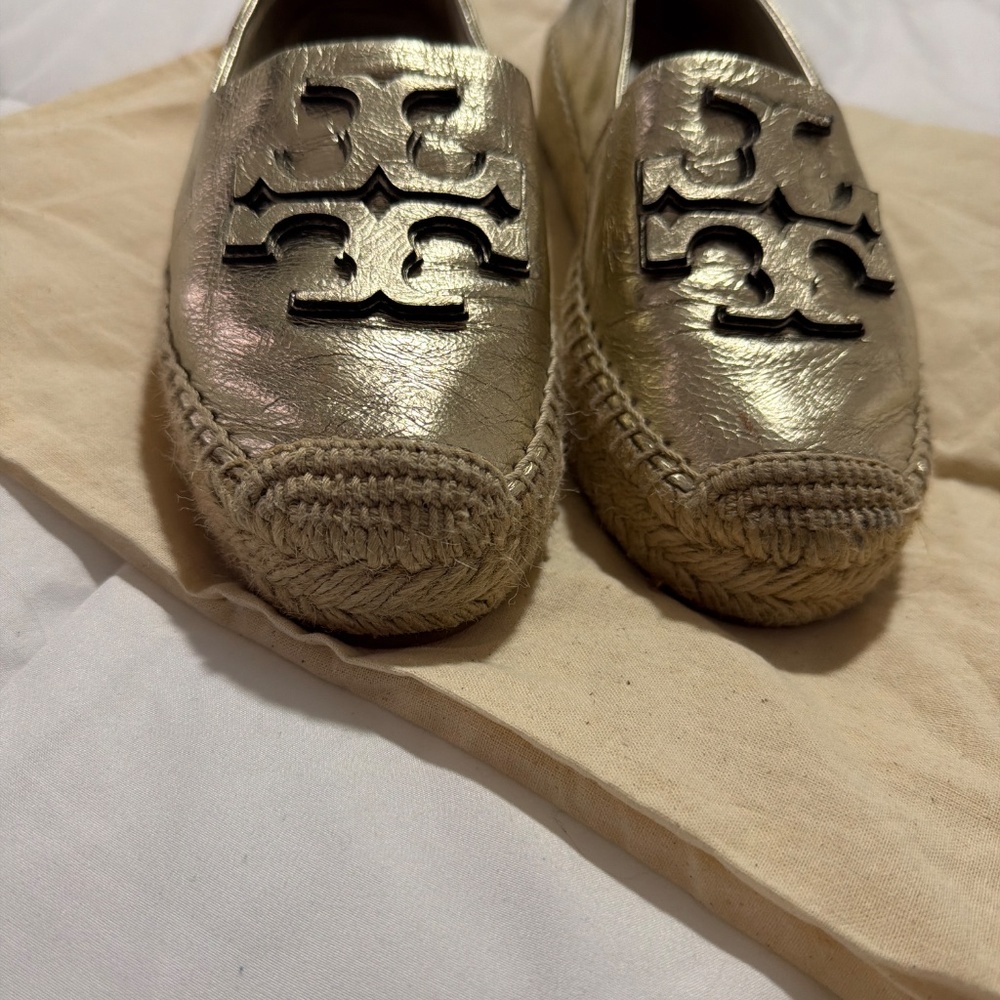 Tory Burch Ines Metallic Leather Platform Espadrilles - Picture 3 of 8
